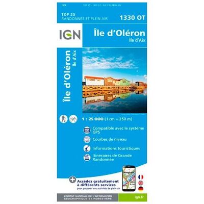 IGN - Ile-D'Oléron - Ile-D'Aix - Carte topographique - Taille unique - Publicité IGN - Ile-D'Oléron - Ile-D'Aix - Carte topographique - Taille unique - Publicité