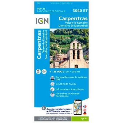 IGN - Carpentras. Vaison La Romaine. Dentelles De Montmirail - Carte topographique - Taille unique - Publicité IGN - Carpentras. Vaison La Romaine. Dentelles De Montmirail - Carte topographique - Taille unique - Publicité