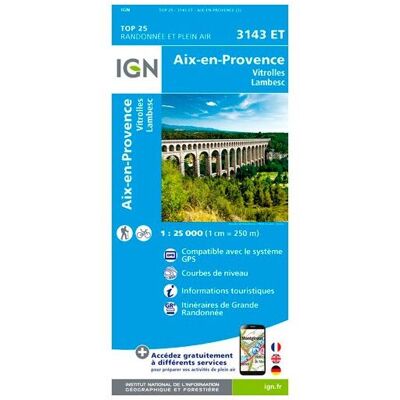 IGN - Aix En Provence / Vitrolles / Lambesc - Carte topographique - Taille unique - Publicité IGN - Aix En Provence / Vitrolles / Lambesc - Carte topographique - Taille unique - Publicité