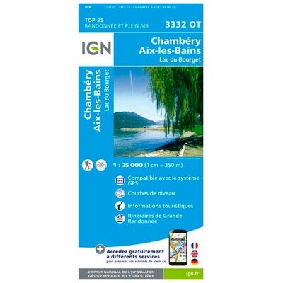 IGN - Chambéry / Aix-Les-Bains / Lac Du Bourget - Carte topographique - Taille unique - Publicité IGN - Chambéry / Aix-Les-Bains / Lac Du Bourget - Carte topographique - Taille unique - Publicité