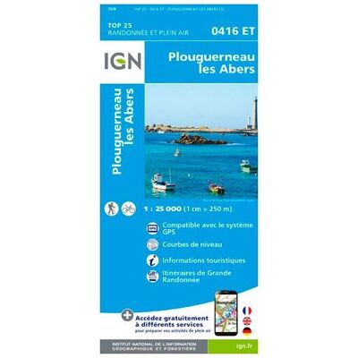 IGN - Plougerneau Les Abers - Carte topographique - Taille unique - Publicité IGN - Plougerneau Les Abers - Carte topographique - Taille unique - Publicité