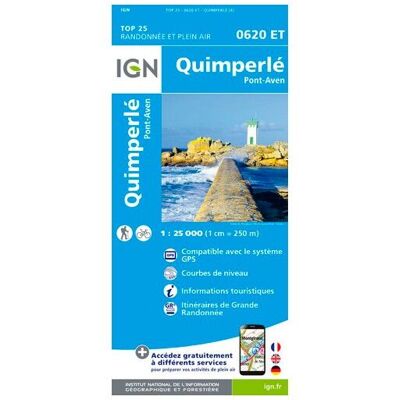 IGN - Quimperlé / Pont-Aven - Carte topographique - Taille unique - Publicité IGN - Quimperlé / Pont-Aven - Carte topographique - Taille unique - Publicité