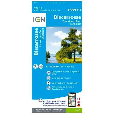 IGN - Biscarosse.Lacs De Cazaux Et De Sanguinet, De Biscarosse Et De Parentis - Carte topographique - Taille unique - Publicité IGN - Biscarosse.Lacs De Cazaux Et De Sanguinet, De Biscarosse Et De Parentis - Carte topographique - Taille unique - Publicité