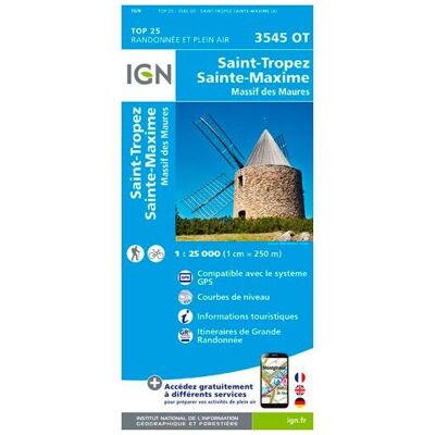 IGN - Saint-Tropez.Sainte-Maxime.Massif Des Maures - Carte topographique - Taille unique - Publicité IGN - Saint-Tropez.Sainte-Maxime.Massif Des Maures - Carte topographique - Taille unique - Publicité