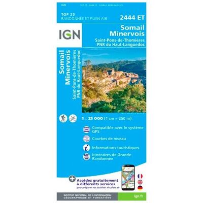 IGN - Somail Minervois Saint-Pons-De-Thomières.Pnr Du Haut Languedoc - Carte topographique - Taille unique - Publicité IGN - Somail Minervois Saint-Pons-De-Thomières.Pnr Du Haut Languedoc - Carte topographique - Taille unique - Publicité
