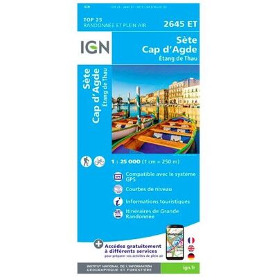 IGN - Sète Cap D'Agde.Étang De Thau - Carte topographique - Taille unique - Publicité IGN - Sète Cap D'Agde.Étang De Thau - Carte topographique - Taille unique - Publicité