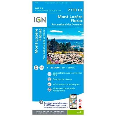 IGN - Mont Lozère.Florac.Pn Des Cévennes - Carte topographique - Taille unique - Publicité IGN - Mont Lozère.Florac.Pn Des Cévennes - Carte topographique - Taille unique - Publicité