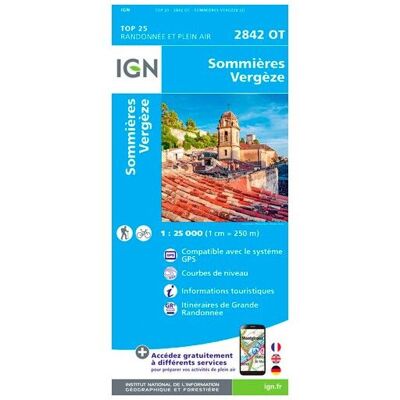 IGN - Sommières Vergèze - Carte topographique - Taille unique - Publicité IGN - Sommières Vergèze - Carte topographique - Taille unique - Publicité