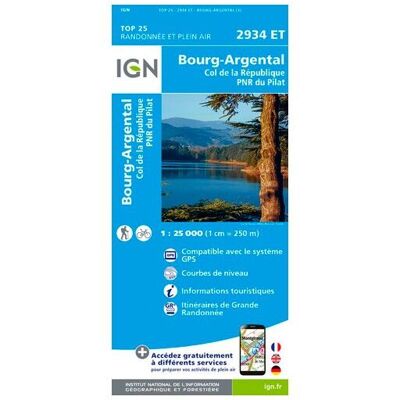 IGN - Bourg-Argental.Col De La République.Pnr Du Pilat - Carte topographique - Taille unique - Publicité IGN - Bourg-Argental.Col De La République.Pnr Du Pilat - Carte topographique - Taille unique - Publicité