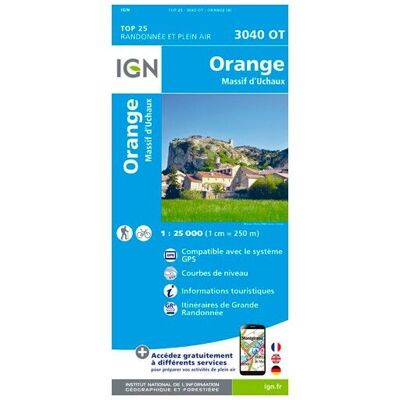 IGN - Orange. Massif D'Uchaux - Carte topographique - Taille unique - Publicité IGN - Orange. Massif D'Uchaux - Carte topographique - Taille unique - Publicité