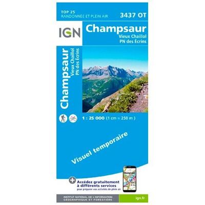 IGN - Champsaur.Vieux Chaillol.Pn Des Ecrins - Carte topographique - Taille unique - Publicité IGN - Champsaur.Vieux Chaillol.Pn Des Ecrins - Carte topographique - Taille unique - Publicité
