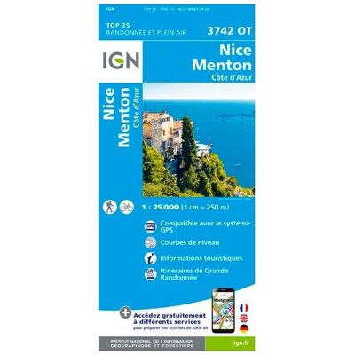 IGN - Nice.Menton.Côte-D'Azur - Carte topographique - Taille unique - Publicité IGN - Nice.Menton.Côte-D'Azur - Carte topographique - Taille unique - Publicité