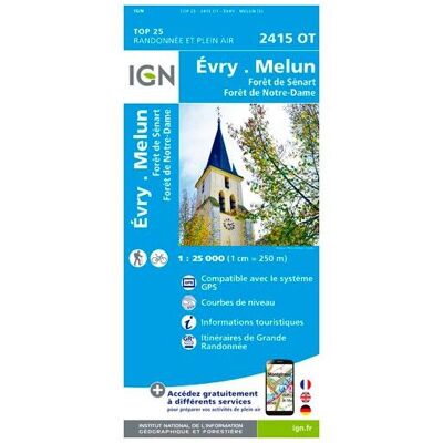 IGN - Evry / Melun / Forêts De Notre Dame De Sénart Et De Rougeau - Carte topographique - Taille unique - Publicité IGN - Evry / Melun / Forêts De Notre Dame De Sénart Et De Rougeau - Carte topographique - Taille unique - Publicité