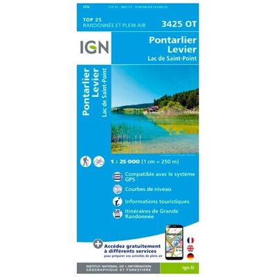 IGN - Pontarlier.Levier-Lac De St-Point - Carte topographique - Taille unique - Publicité IGN - Pontarlier.Levier-Lac De St-Point - Carte topographique - Taille unique - Publicité