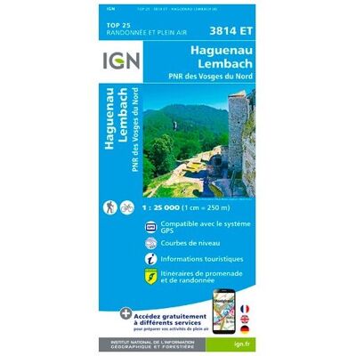 IGN - Haguenau.Lembach.Pnr Des Vosges Du Nord - Carte topographique - Taille unique - Publicité IGN - Haguenau.Lembach.Pnr Des Vosges Du Nord - Carte topographique - Taille unique - Publicité