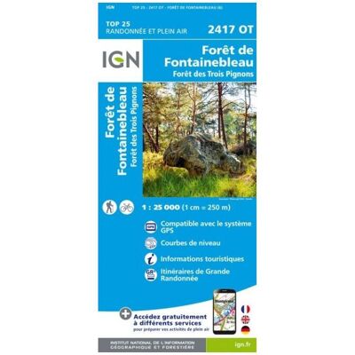 IGN - Forêts de Fontainebleau et des Trois Pignons - Carte topographique - Taille unique - Publicité IGN - Forêts de Fontainebleau et des Trois Pignons - Carte topographique - Taille unique - Publicité