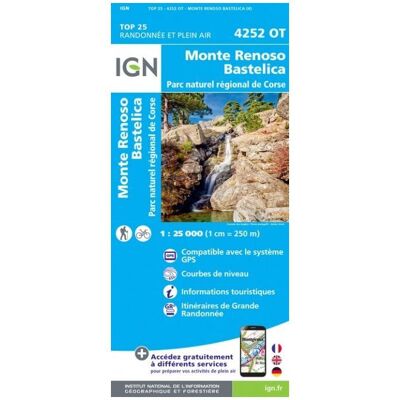 IGN - Monte Renoso / Bastelica / PNR de Corse - Carte topographique - Taille unique - Publicité IGN - Monte Renoso / Bastelica / PNR de Corse - Carte topographique - Taille unique - Publicité