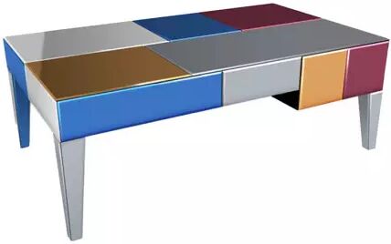 meubles moss Table basse design miroirs multicolores - Mona 120x70