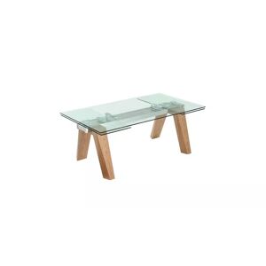 meubles moss Table de salle à manger extensible en verre et pieds bois - Joyce