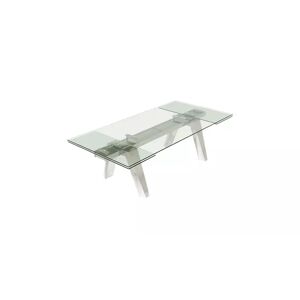 meubles moss Table de salle à manger extensible en verre pieds blanc laqué - Tessa