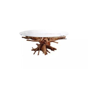 meubles moss Table à manger ronde racine plateau verre - Bali Ø160