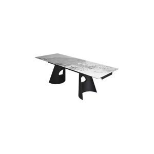 meubles moss Table de salle à manger extensible céramique beige pied métal noir - Gabin 160/240x90