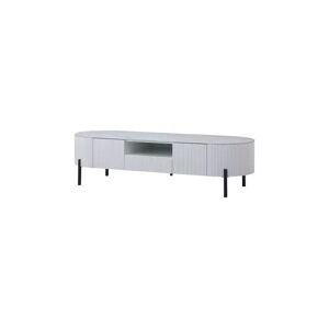 meubles moss Meuble TV blanc plateau céramique blanc mat effet marbre - Aubrey Blanc 150cm