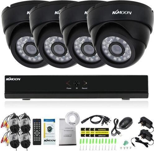 TOMTOP KKmoon 8CH Channel Full 960H / D1 800TVL Surveillance CCTV Système de sécurité DVR HD P2P Cloud Onvif Enregistreur vidéo numérique en réseau + 4 * Appareil photo intérieur infrarouge Doom + 4 * 60ft Support de câble IR-CUT Night Vision Plug and Pla