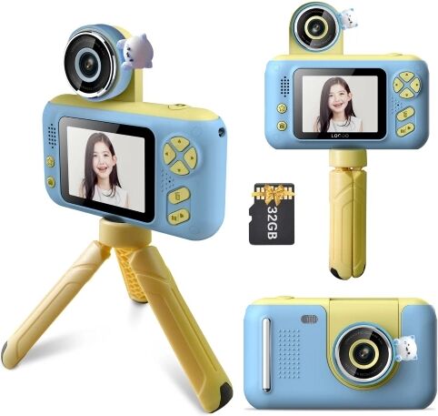 TOMTOP 1080P Kids Digital Camera Mini Video Camera 40MP Écran 2,4 pouces IPS Objectif rotatif à 180 °