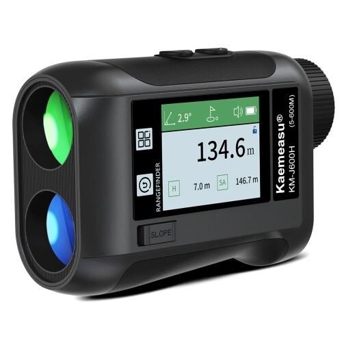 TOMTOP 600M/800M/1200M/1500M Golf Rangefinder Distancemètre avec écran tactile LCD 6.5X Agrandissement USB Rechargeable Range Finder avec verrouillage de la pente du haut-parleur