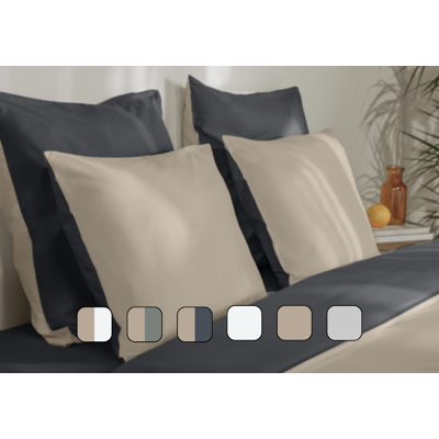 Emma 2 taies d'oreiller 100% Coton 65x65 - Réversible Vert & Beige - Publicité Emma 2 taies d'oreiller 100% Coton 65x65 - Réversible Vert & Beige - Publicité