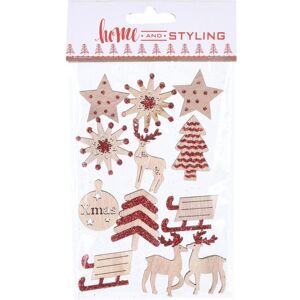 Autocollants de Noël en bois avec glitter - 12 pièces - Décoration de Noël - Publicité Autocollants de Noël en bois avec glitter - 12 pièces - Décoration de Noël - Publicité