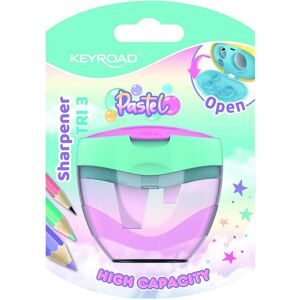 Keyroad, Taille-crayons, Taille-crayons plastique, pastel, triple, avec réservoir, blister, mélange de couleurs - Publicité Keyroad, Taille-crayons, Taille-crayons plastique, pastel, triple, avec réservoir, blister, mélange de couleurs - Publicité