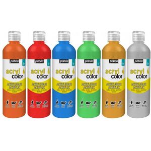 Pebeo, Peinture loisirs créatifs, Acrylcolor Assortiment 6 Flacons "Paillettes" (500 ml) - Publicité Pebeo, Peinture loisirs créatifs, Acrylcolor Assortiment 6 Flacons "Paillettes" (500 ml) - Publicité