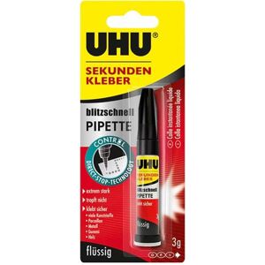 UHU, Colle, Colle instantanée blitzschnell Pipette (3 g) - Publicité UHU, Colle, Colle instantanée blitzschnell Pipette (3 g) - Publicité