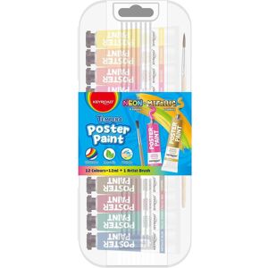 Keyroad, Peinture loisirs créatifs, Couleurs pour affiches, 12x12ml, pinceau gratuit, mélange de couleurs métalliques et néon (12 ml) - Publicité Keyroad, Peinture loisirs créatifs, Couleurs pour affiches, 12x12ml, pinceau gratuit, mélange de couleurs métalliques et néon (12 ml) - Publicité