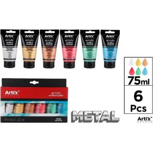 Artix, Peinture loisirs créatifs, Acryl-Metallfarbe 75 ml, 6 Farben (75 ml) - Publicité Artix, Peinture loisirs créatifs, Acryl-Metallfarbe 75 ml, 6 Farben (75 ml) - Publicité
