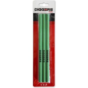 Diggers Tools, Crayon à papier + critérium, DIGGERS DIG395 Tischlerbleistift 24 cm grün 3 Stück (3x) - Publicité Diggers Tools, Crayon à papier + critérium, DIGGERS DIG395 Tischlerbleistift 24 cm grün 3 Stück (3x) - Publicité