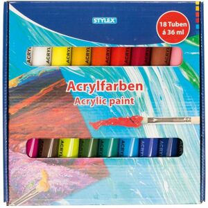 Stylex, Peinture loisirs créatifs, Peinture acrylique 18er 36 ml multicolore (36 ml) - Publicité Stylex, Peinture loisirs créatifs, Peinture acrylique 18er 36 ml multicolore (36 ml) - Publicité