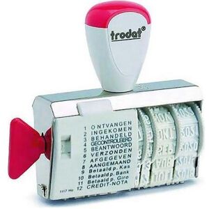 Trodat, Tampon encreur, Formule + timbre à date Néerlandais rouge, blanc 80 mm x 70 mm - Publicité Trodat, Tampon encreur, Formule + timbre à date Néerlandais rouge, blanc 80 mm x 70 mm - Publicité