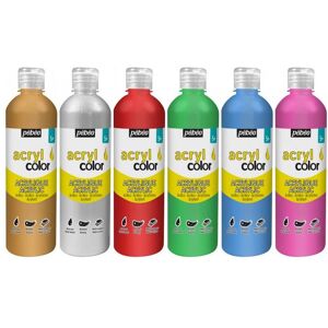 Pebeo, Peinture loisirs créatifs, Acrylcolor Assortiment 6 Flacons "Nacre" (500 ml) - Publicité Pebeo, Peinture loisirs créatifs, Acrylcolor Assortiment 6 Flacons "Nacre" (500 ml) - Publicité