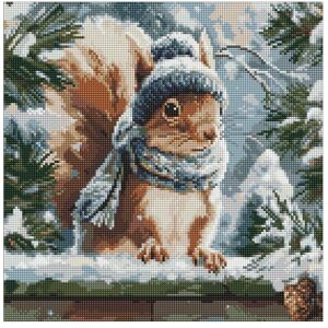 Ideyka Diamantmosaik - Winterhörnchen 40x40cm - Publicité Ideyka Diamantmosaik - Winterhörnchen 40x40cm - Publicité