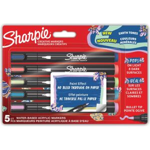 Sharpie - Marqueurs Créatifs à l'Acrylique - Tons Terre - Pointe Boule - Couleurs Assorties - Pack de 5 - Publicité Sharpie - Marqueurs Créatifs à l'Acrylique - Tons Terre - Pointe Boule - Couleurs Assorties - Pack de 5 - Publicité