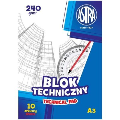 Astra, Cahier + bloc-notes, Bloc technique A3 10k blanc 240g 10pcs. (A3) - Publicité Astra, Cahier + bloc-notes, Bloc technique A3 10k blanc 240g 10pcs. (A3) - Publicité