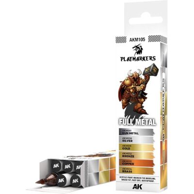 AK Interactive, Marqueur, - Playmarker Set Full Metal (6 Markers) (6x) - Publicité AK Interactive, Marqueur, - Playmarker Set Full Metal (6 Markers) (6x) - Publicité