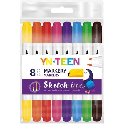 Interdruk, Marqueur, Marqueur Sketch Line 8 couleurs YN TEEN (8x) - Publicité Interdruk, Marqueur, Marqueur Sketch Line 8 couleurs YN TEEN (8x) - Publicité