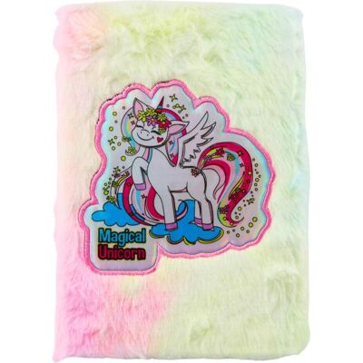 Lean Toys, Cahier + bloc-notes, Plüschfell-Notizbuch, liniertes Notizbuch mit Einhorn, bunt, A5 (A5, À rayures) - Publicité Lean Toys, Cahier + bloc-notes, Plüschfell-Notizbuch, liniertes Notizbuch mit Einhorn, bunt, A5 (A5, À rayures) - Publicité