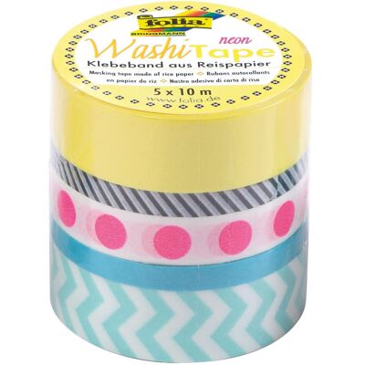 Magni, Washi tape, Washi Tapes 10m rose fluo 5 motifs - Publicité Magni, Washi tape, Washi Tapes 10m rose fluo 5 motifs - Publicité