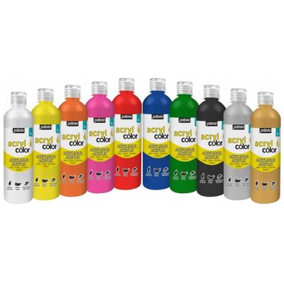 Pebeo, Peinture loisirs créatifs, Acrylcolor Assortiment "Festif" 10 Flacons (500 ml) - Publicité Pebeo, Peinture loisirs créatifs, Acrylcolor Assortiment "Festif" 10 Flacons (500 ml) - Publicité