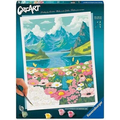 Ravensburger CreArt, Malen nach Zahlen Adults Premium - Blumenmeer am Bergsee - Publicité Ravensburger CreArt, Malen nach Zahlen Adults Premium - Blumenmeer am Bergsee - Publicité